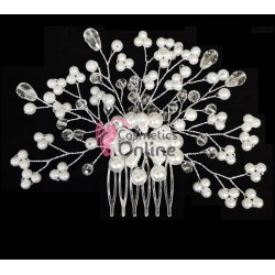 Accesoriu elegant pentru decor par AP015KK Argintiu cu cristale si perle - HandMade